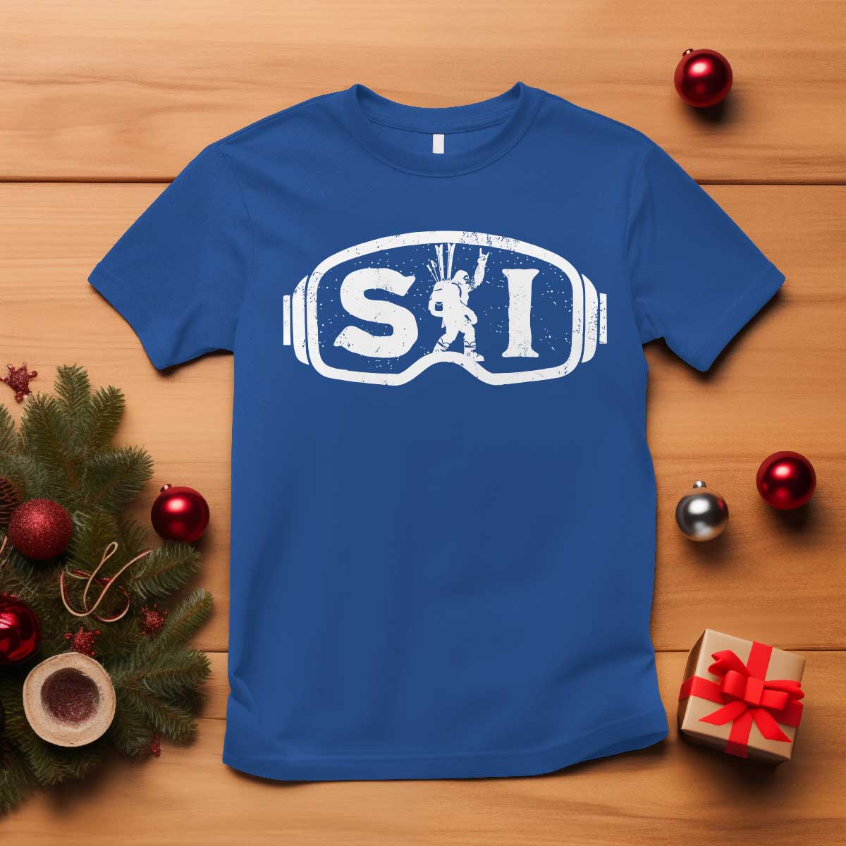 Bigfoot Skiing T Shirt Sasquatch Goggles Skiing Snow Ski Lover Skier TS10 Royal Blue Print Your Wear