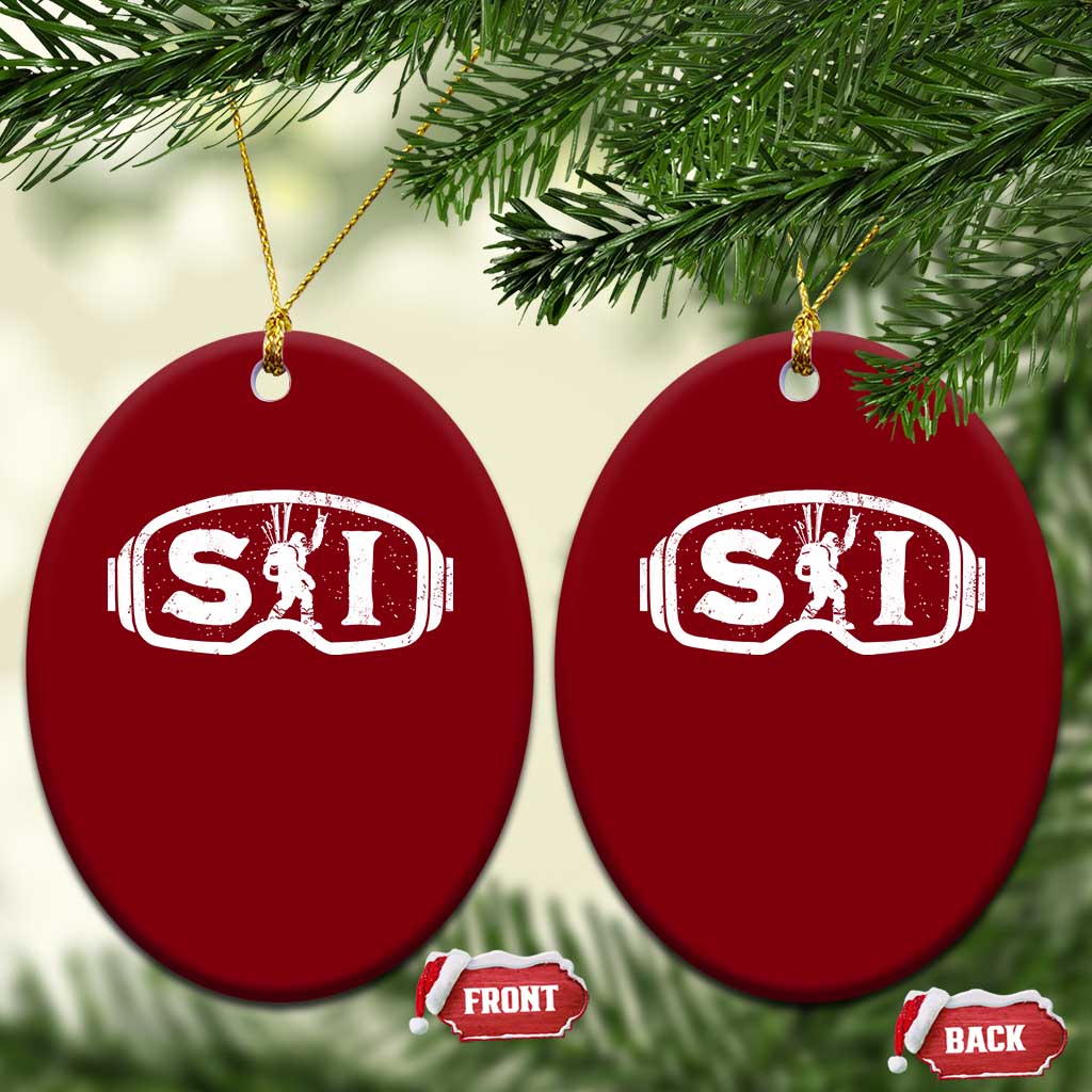 Bigfoot Skiing Ceramic Ornament Sasquatch Goggles Skiing Snow Ski Lover Skier TS10 Print Your Wear