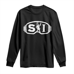 Bigfoot Skiing Long Sleeve Shirt Sasquatch Goggles Skiing Snow Ski Lover Skier TS10 Black Print Your Wear