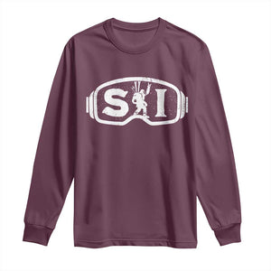 Bigfoot Skiing Long Sleeve Shirt Sasquatch Goggles Skiing Snow Ski Lover Skier TS10 Maroon Print Your Wear