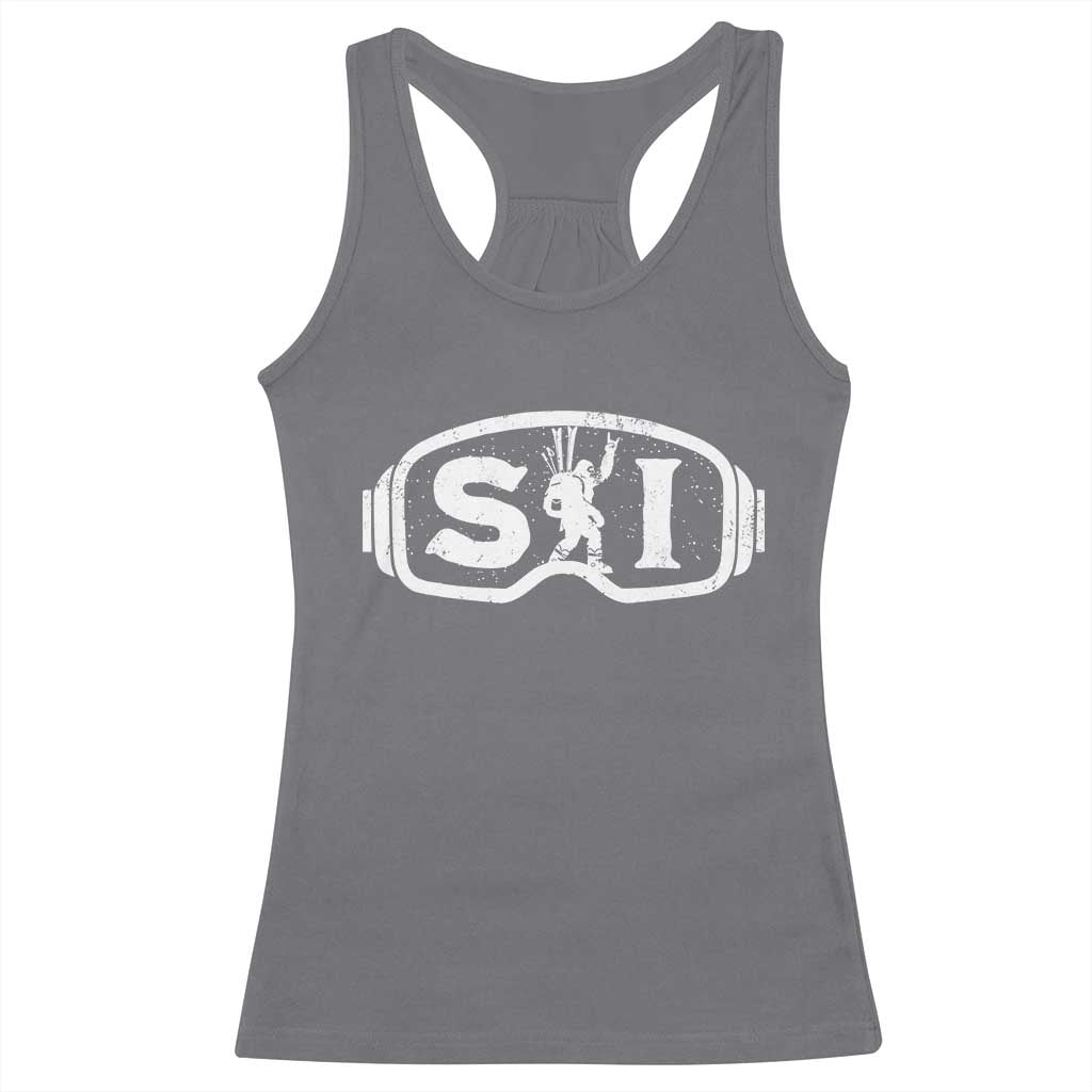 Bigfoot Skiing Racerback Tank Top Sasquatch Goggles Skiing Snow Ski Lover Skier TS10 Charcoal Print Your Wear