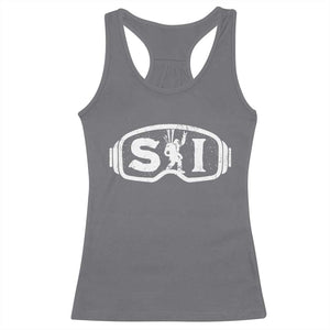 Bigfoot Skiing Racerback Tank Top Sasquatch Goggles Skiing Snow Ski Lover Skier TS10 Charcoal Print Your Wear