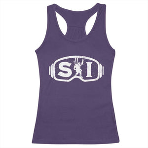 Bigfoot Skiing Racerback Tank Top Sasquatch Goggles Skiing Snow Ski Lover Skier TS10 Purple Print Your Wear