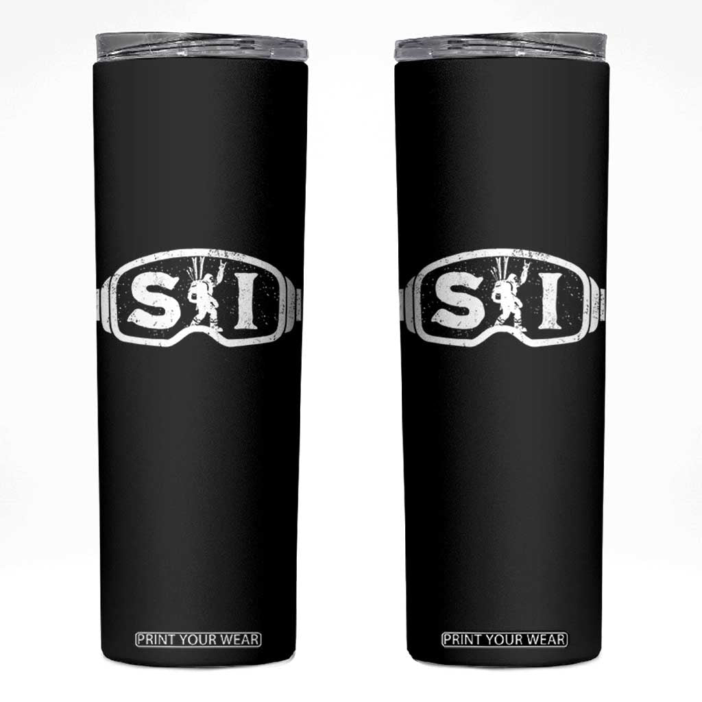Bigfoot Skiing Skinny Tumbler Sasquatch Goggles Skiing Snow Ski Lover Skier TS10 Black Print Your Wear