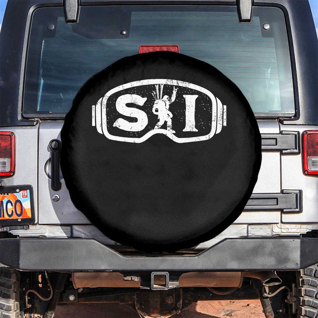Bigfoot Skiing Spare Tire Cover Sasquatch Goggles Skiing Snow Ski Lover Skier TS10 No hole Black Print Your Wear