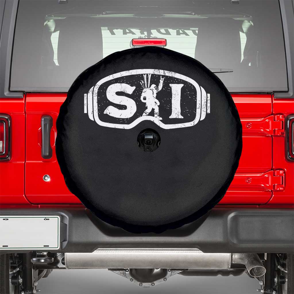Bigfoot Skiing Spare Tire Cover Sasquatch Goggles Skiing Snow Ski Lover Skier TS10 Black Print Your Wear