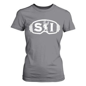 Bigfoot Skiing T Shirt For Women Sasquatch Goggles Skiing Snow Ski Lover Skier TS10 Charcoal Print Your Wear