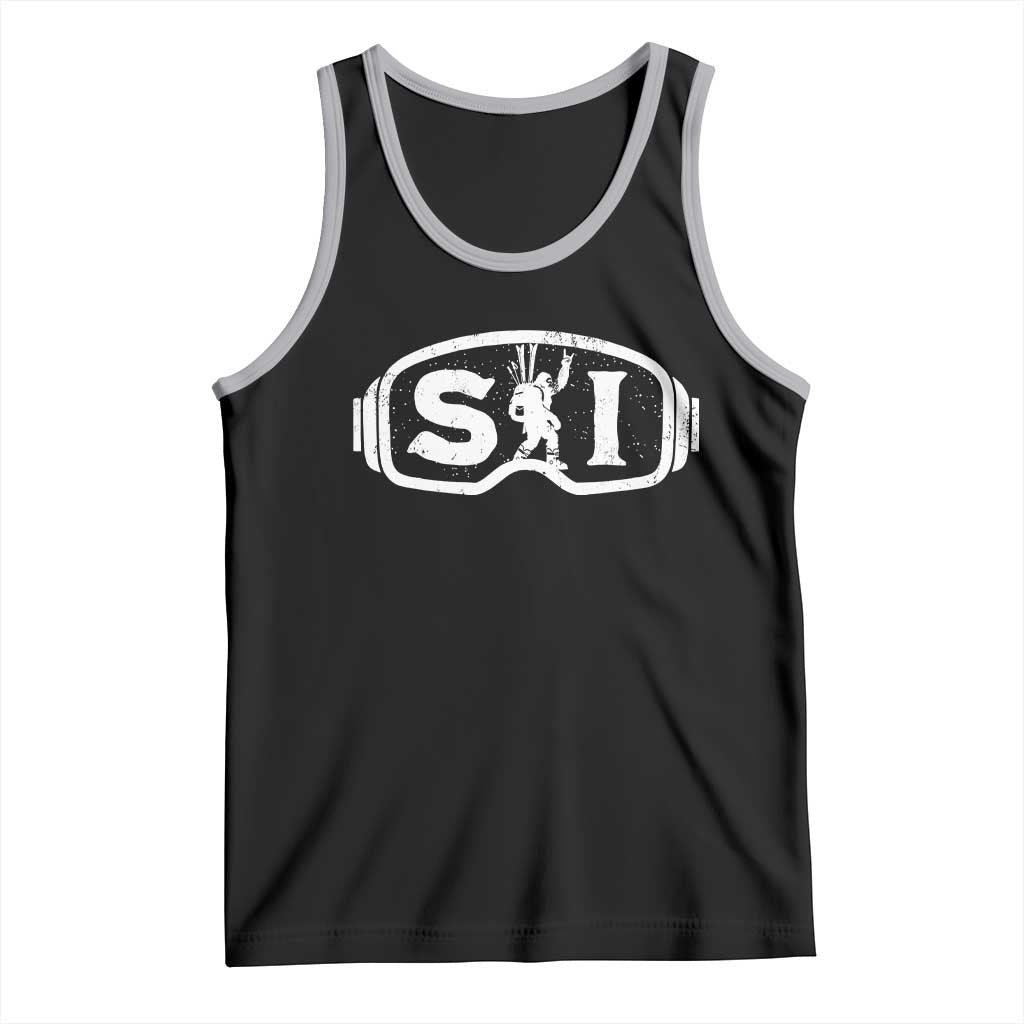 Bigfoot Skiing Tank Top Sasquatch Goggles Skiing Snow Ski Lover Skier TS10 Black Athletic Heather Print Your Wear
