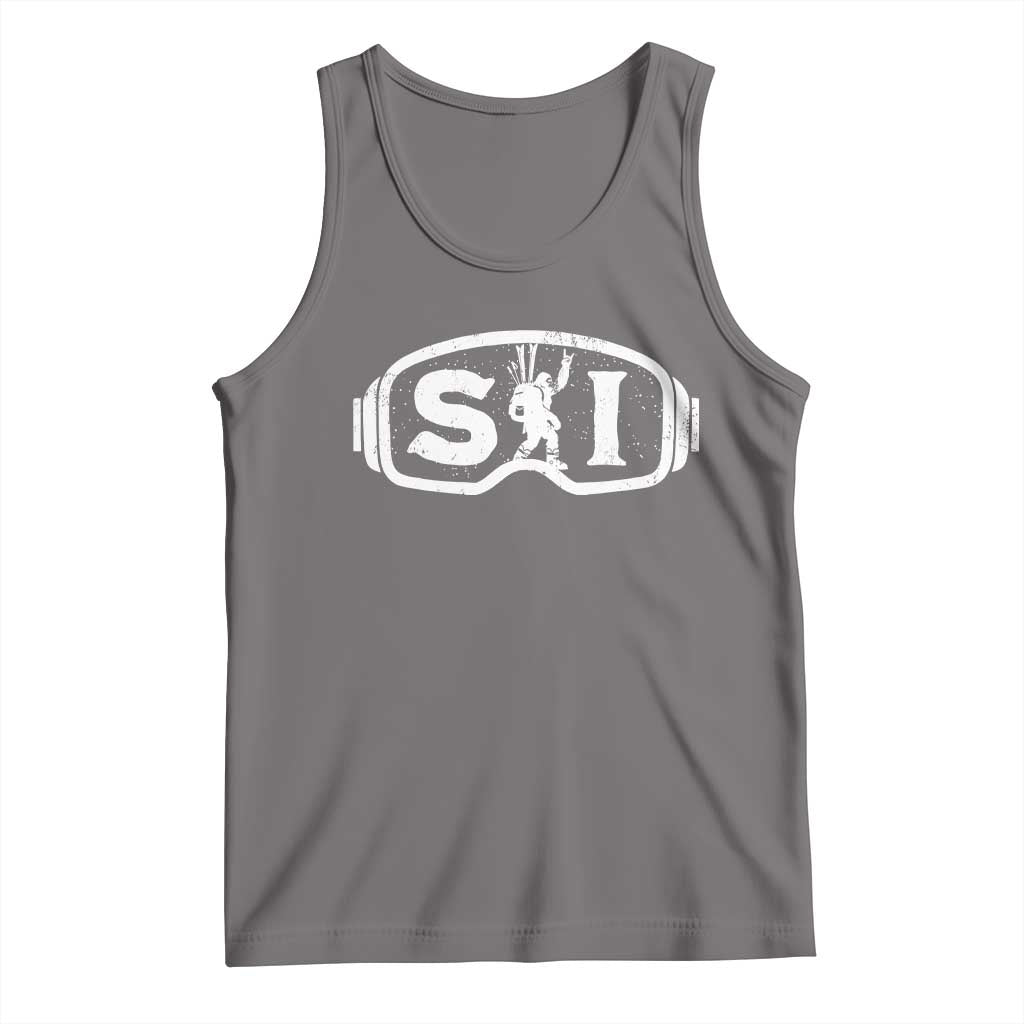 Bigfoot Skiing Tank Top Sasquatch Goggles Skiing Snow Ski Lover Skier TS10 Deep Heather Print Your Wear