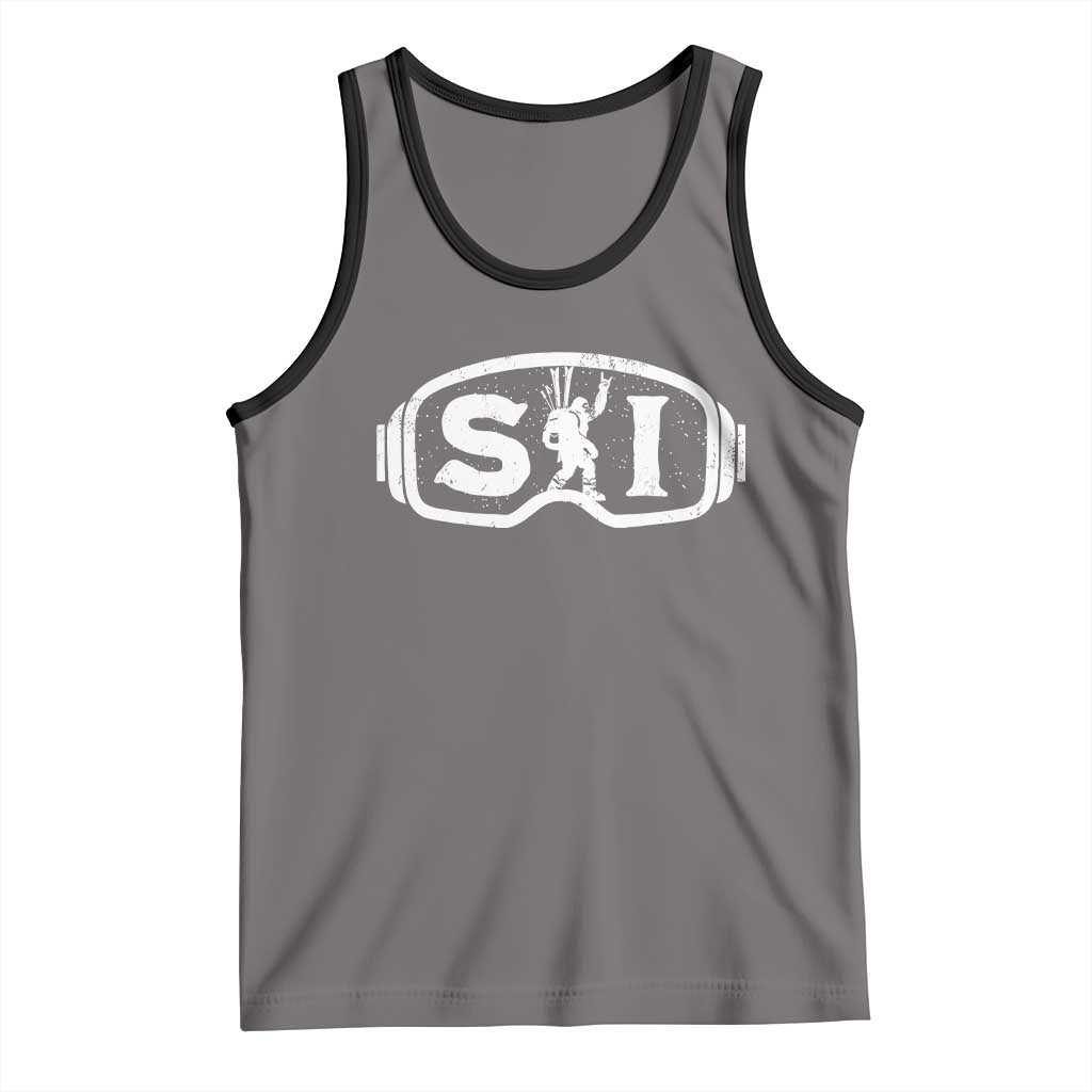 Bigfoot Skiing Tank Top Sasquatch Goggles Skiing Snow Ski Lover Skier TS10 Deep Heather Black Print Your Wear