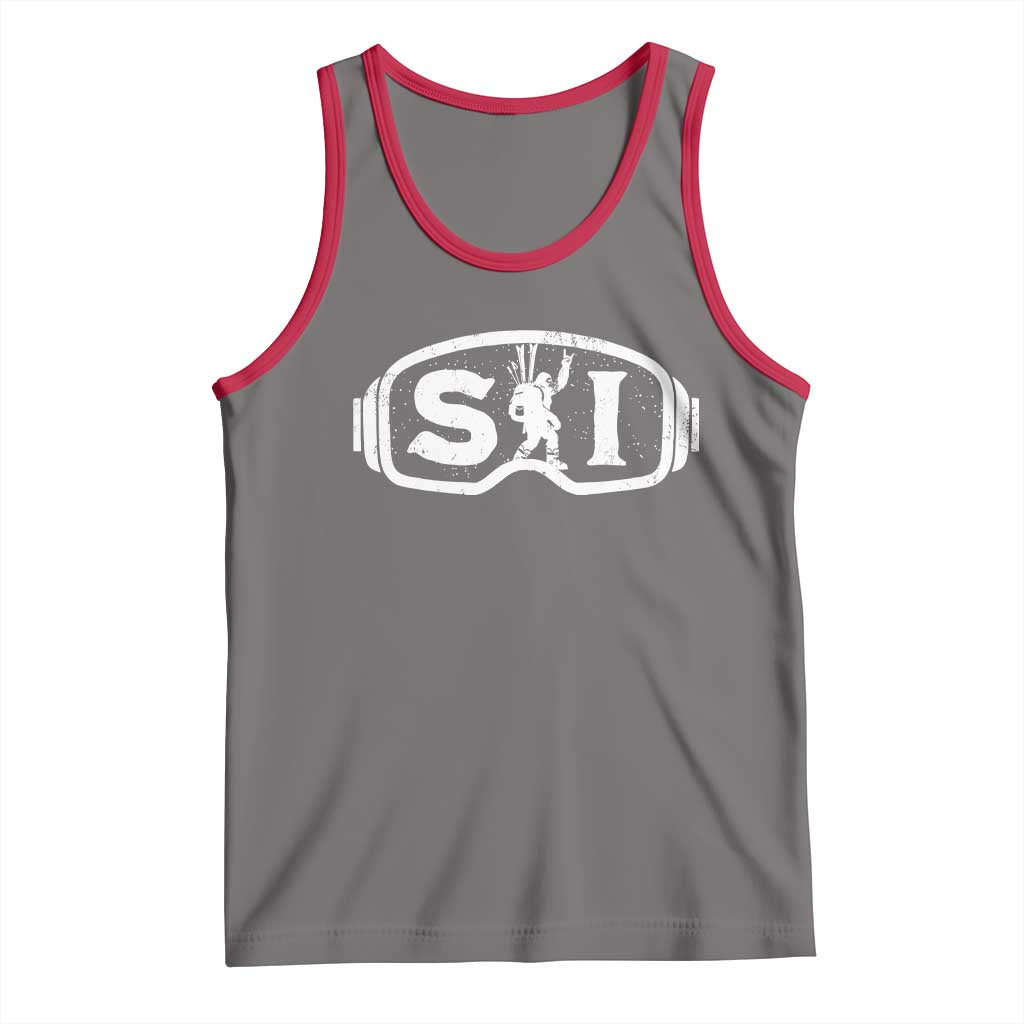 Bigfoot Skiing Tank Top Sasquatch Goggles Skiing Snow Ski Lover Skier TS10 Deep Heather Red Print Your Wear