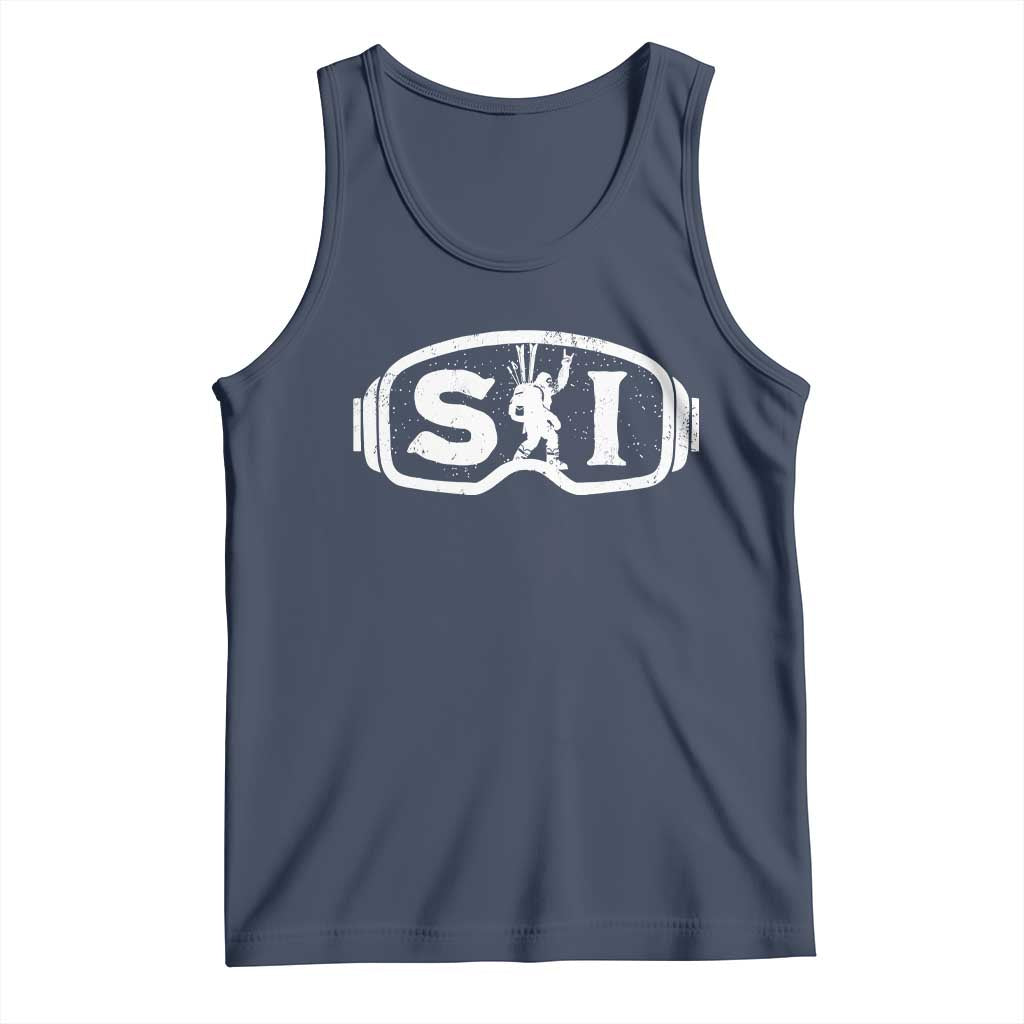 Bigfoot Skiing Tank Top Sasquatch Goggles Skiing Snow Ski Lover Skier TS10 Navy Print Your Wear