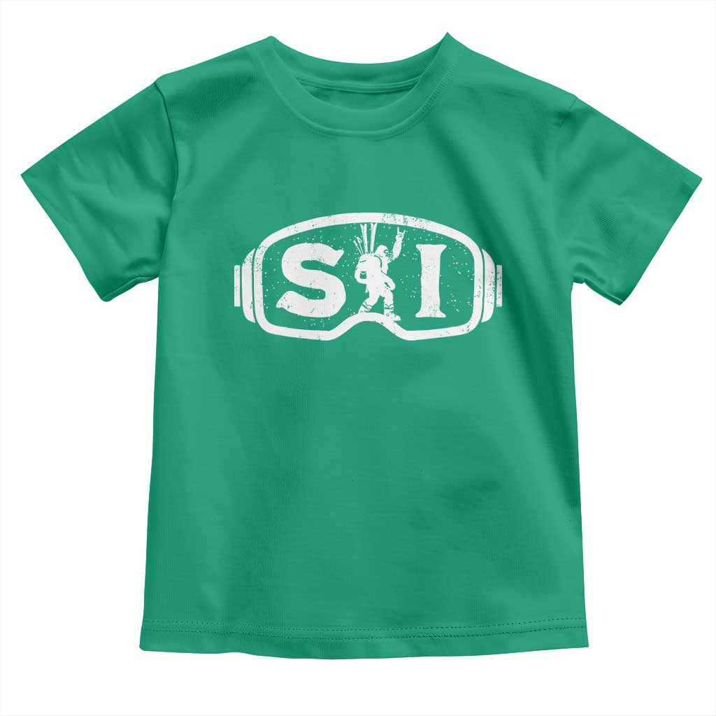 Bigfoot Skiing Toddler T Shirt Sasquatch Goggles Skiing Snow Ski Lover Skier TS10 Irish Green Print Your Wear