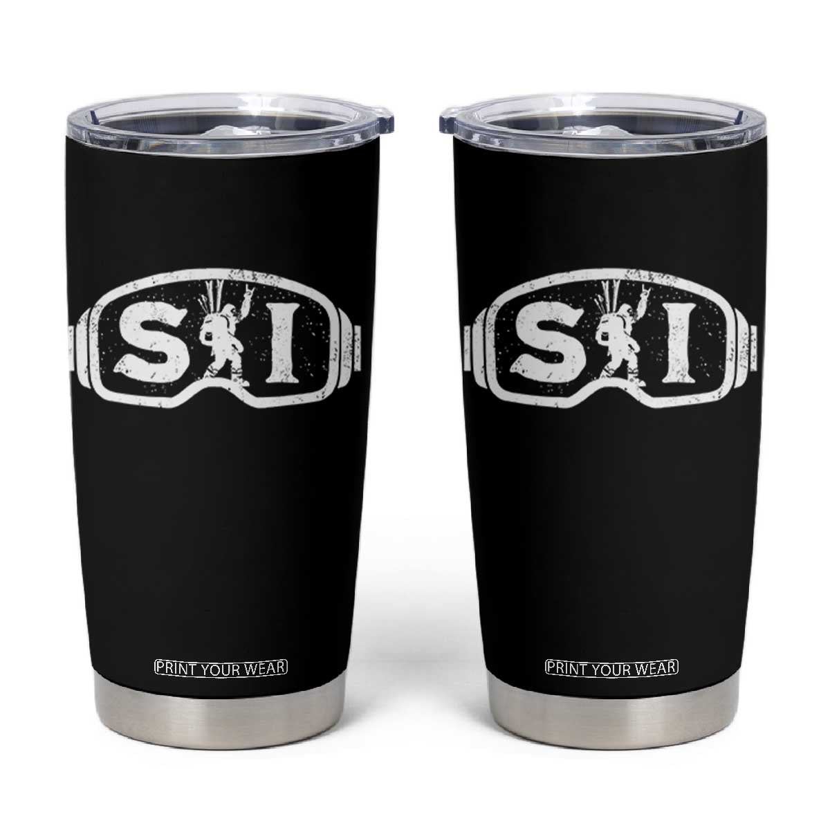 Bigfoot Skiing Tumbler Cup Sasquatch Goggles Skiing Snow Ski Lover Skier TS10 Black Print Your Wear