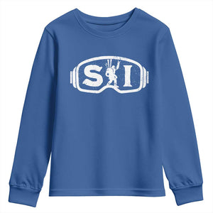 Bigfoot Skiing Youth Sweatshirt Sasquatch Goggles Skiing Snow Ski Lover Skier TS10 Royal Blue Print Your Wear