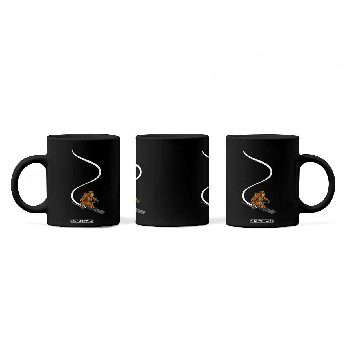 Bigfoot Skiing Coffee Mug Funny Sasquatch Ski Lover Mountain Skier Winter Sports TS10 Print Your Wear
