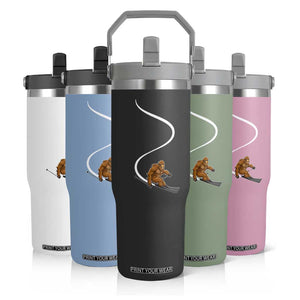 Bigfoot Skiing Flip Straw Tumbler Funny Sasquatch Ski Lover Mountain Skier Winter Sports TS10 Print Your Wear