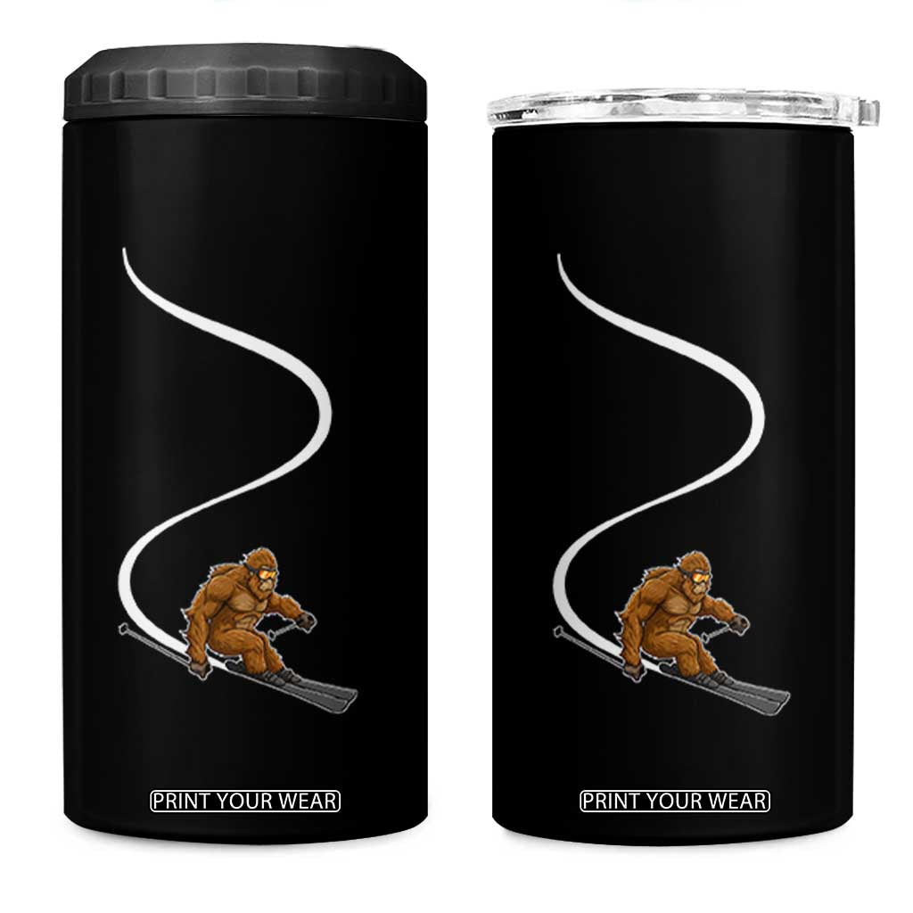 Bigfoot Skiing 4 in 1 Can Cooler Tumbler Funny Sasquatch Ski Lover Mountain Skier Winter Sports TS10 One Size: 16 oz Black Print Your Wear