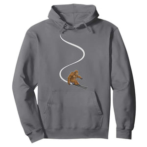 Bigfoot Skiing Hoodie Funny Sasquatch Ski Lover Mountain Skier Winter Sports TS10 Charcoal Print Your Wear