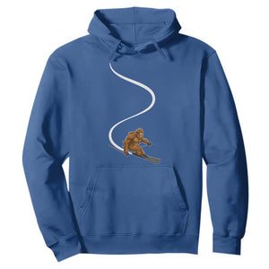 Bigfoot Skiing Hoodie Funny Sasquatch Ski Lover Mountain Skier Winter Sports TS10 Royal Blue Print Your Wear