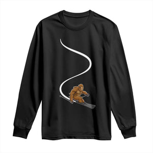 Bigfoot Skiing Long Sleeve Shirt Funny Sasquatch Ski Lover Mountain Skier Winter Sports TS10 Black Print Your Wear