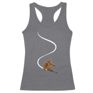 Bigfoot Skiing Racerback Tank Top Funny Sasquatch Ski Lover Mountain Skier Winter Sports TS10 Charcoal Print Your Wear