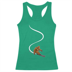 Bigfoot Skiing Racerback Tank Top Funny Sasquatch Ski Lover Mountain Skier Winter Sports TS10 Irish Green Print Your Wear