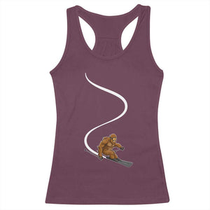 Bigfoot Skiing Racerback Tank Top Funny Sasquatch Ski Lover Mountain Skier Winter Sports TS10 Maroon Print Your Wear