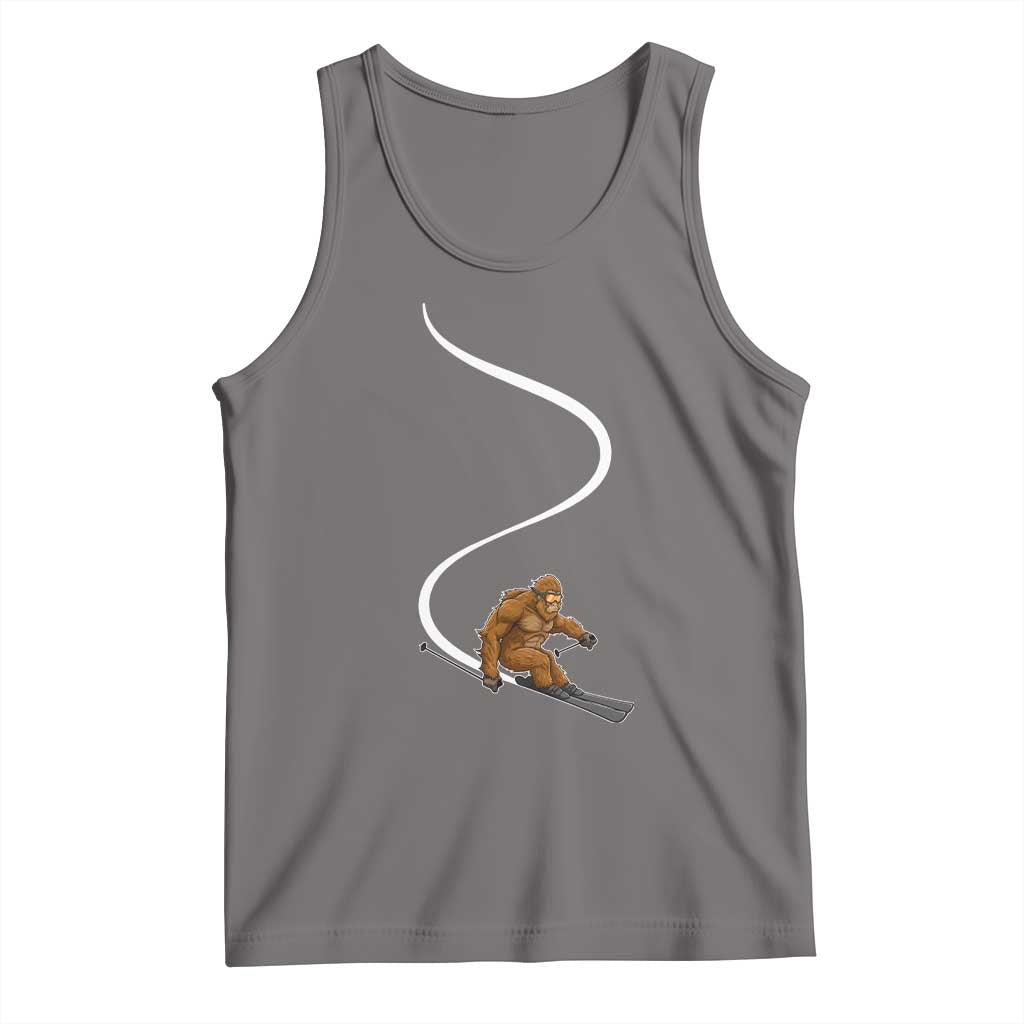 Bigfoot Skiing Tank Top Funny Sasquatch Ski Lover Mountain Skier Winter Sports TS10 Deep Heather Print Your Wear
