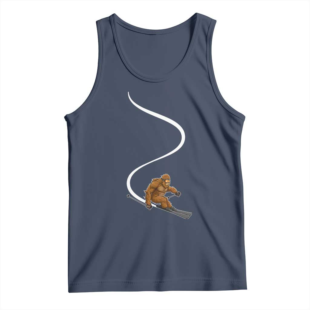 Bigfoot Skiing Tank Top Funny Sasquatch Ski Lover Mountain Skier Winter Sports TS10 Navy Print Your Wear