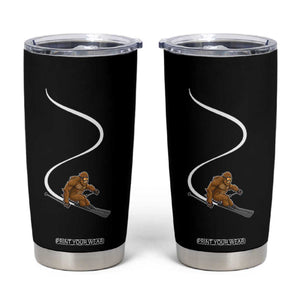 Bigfoot Skiing Tumbler Cup Funny Sasquatch Ski Lover Mountain Skier Winter Sports TS10 Black Print Your Wear