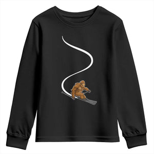 Bigfoot Skiing Youth Sweatshirt Funny Sasquatch Ski Lover Mountain Skier Winter Sports TS10 Black Print Your Wear