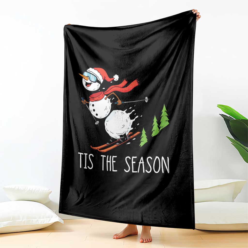 Funny Skiing Snowman Throw Blanket Funny Tis The Season Snow Ski Lover Skier TS10 Print Your Wear