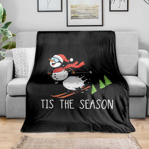 Funny Skiing Snowman Throw Blanket Funny Tis The Season Snow Ski Lover Skier TS10 Print Your Wear