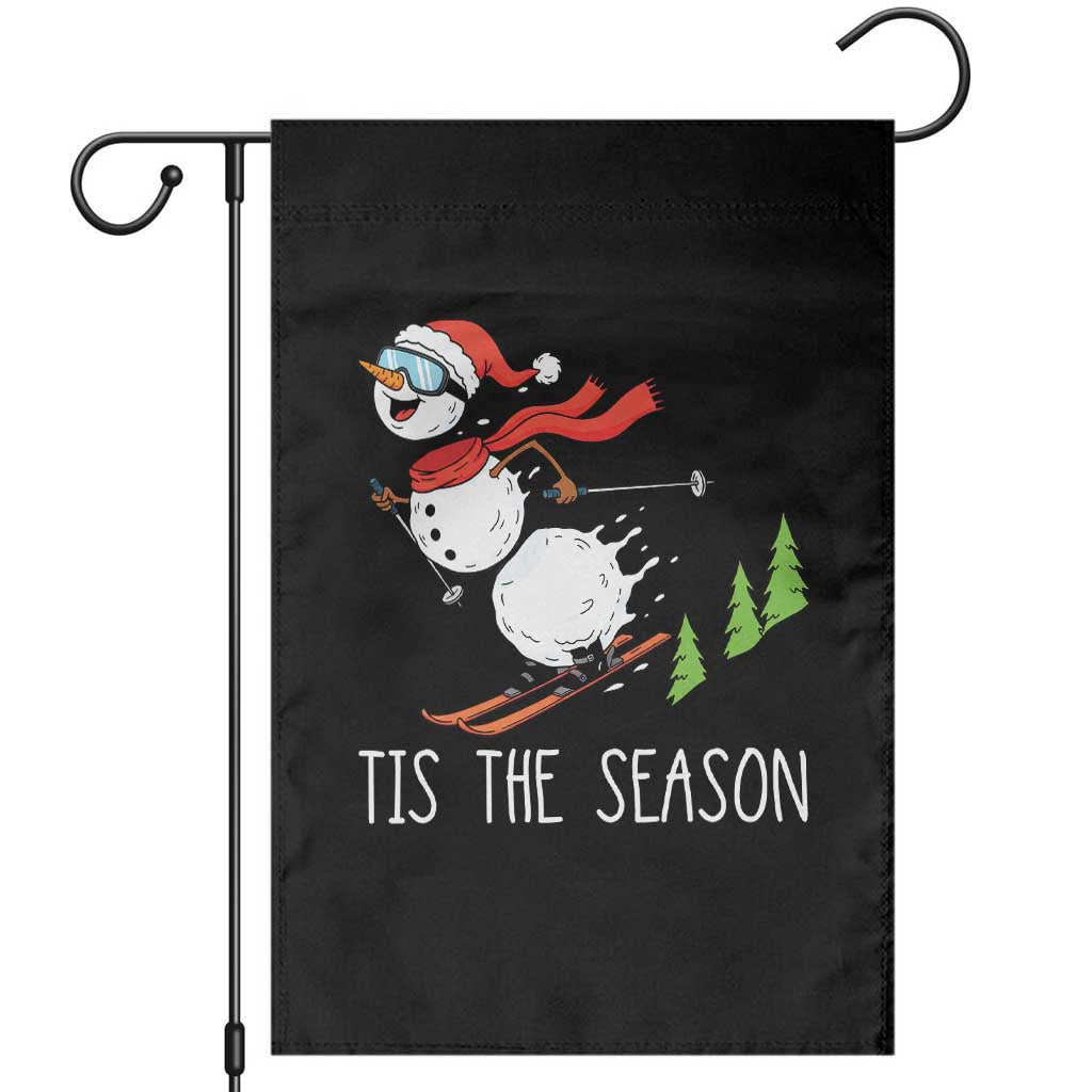 Funny Skiing Snowman Garden Flag Funny Tis The Season Snow Ski Lover Skier TS10 Black Print Your Wear