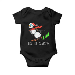 Funny Skiing Snowman Baby Onesie Funny Tis The Season Snow Ski Lover Skier TS10 Black Print Your Wear