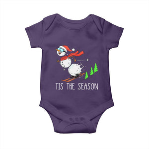 Funny Skiing Snowman Baby Onesie Funny Tis The Season Snow Ski Lover Skier TS10 Purple Print Your Wear