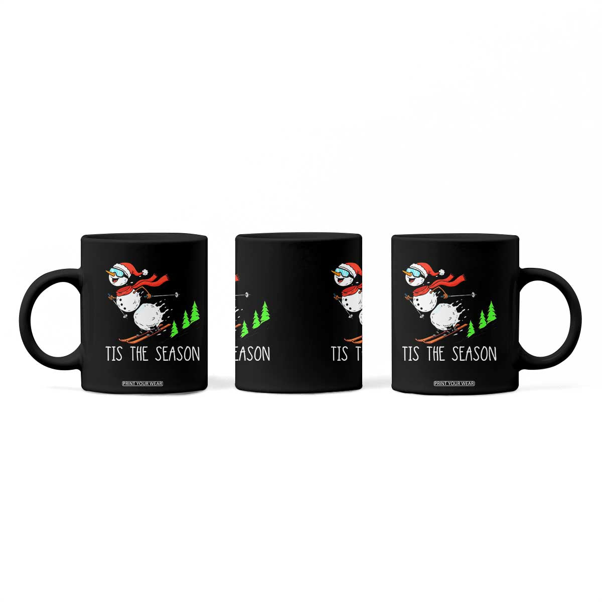 Funny Skiing Snowman Coffee Mug Funny Tis The Season Snow Ski Lover Skier TS10 Print Your Wear