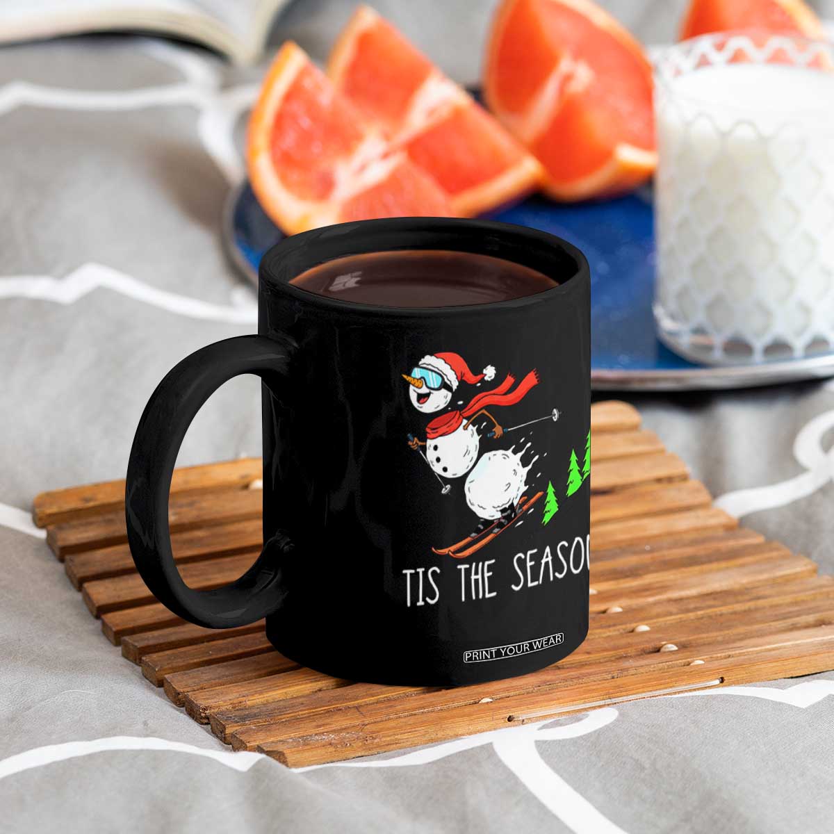 Funny Skiing Snowman Coffee Mug Funny Tis The Season Snow Ski Lover Skier TS10 Print Your Wear