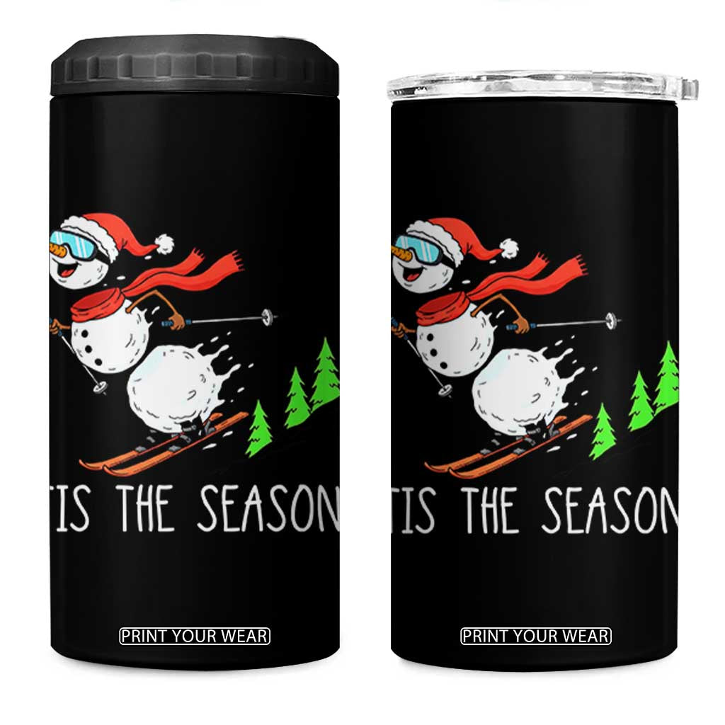 Funny Skiing Snowman 4 in 1 Can Cooler Tumbler Funny Tis The Season Snow Ski Lover Skier TS10 One Size: 16 oz Black Print Your Wear