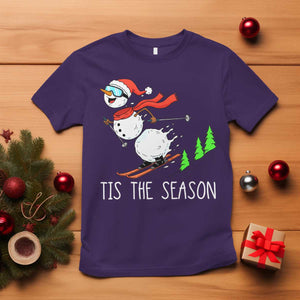 Funny Skiing Snowman T Shirt Funny Tis The Season Snow Ski Lover Skier TS10 Purple Print Your Wear