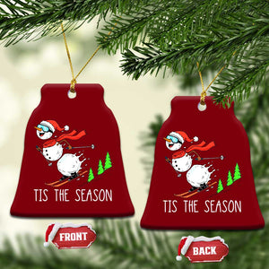 Funny Skiing Snowman Ceramic Ornament Funny Tis The Season Snow Ski Lover Skier TS10 Print Your Wear