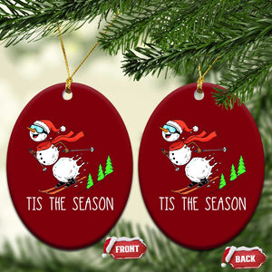 Funny Skiing Snowman Ceramic Ornament Funny Tis The Season Snow Ski Lover Skier TS10 Print Your Wear