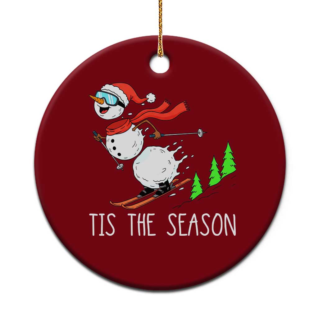Funny Skiing Snowman Ceramic Ornament Funny Tis The Season Snow Ski Lover Skier TS10 1pc Red Print Your Wear