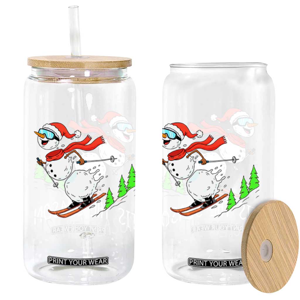Funny Skiing Snowman Glass Can Funny Tis The Season Snow Ski Lover Skier TS10 Print Your Wear