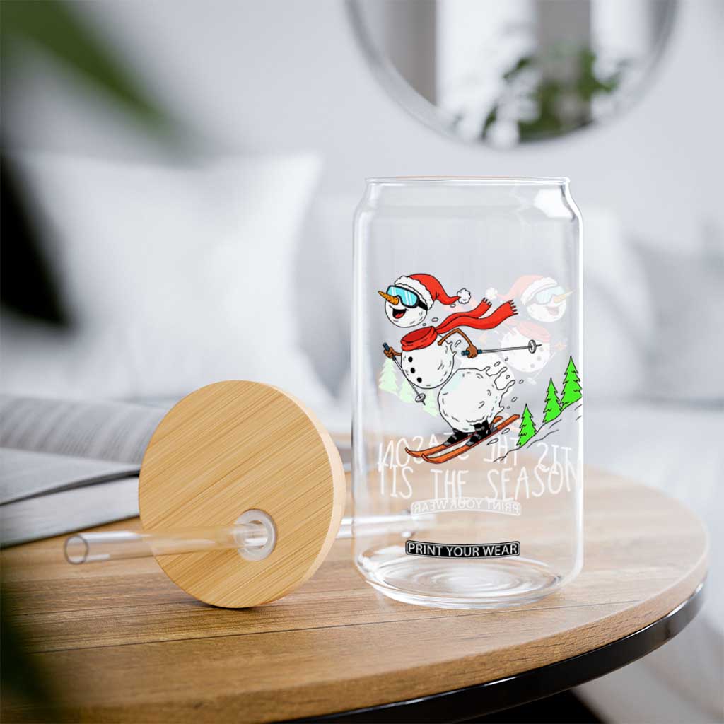 Funny Skiing Snowman Glass Can Funny Tis The Season Snow Ski Lover Skier TS10 Print Your Wear