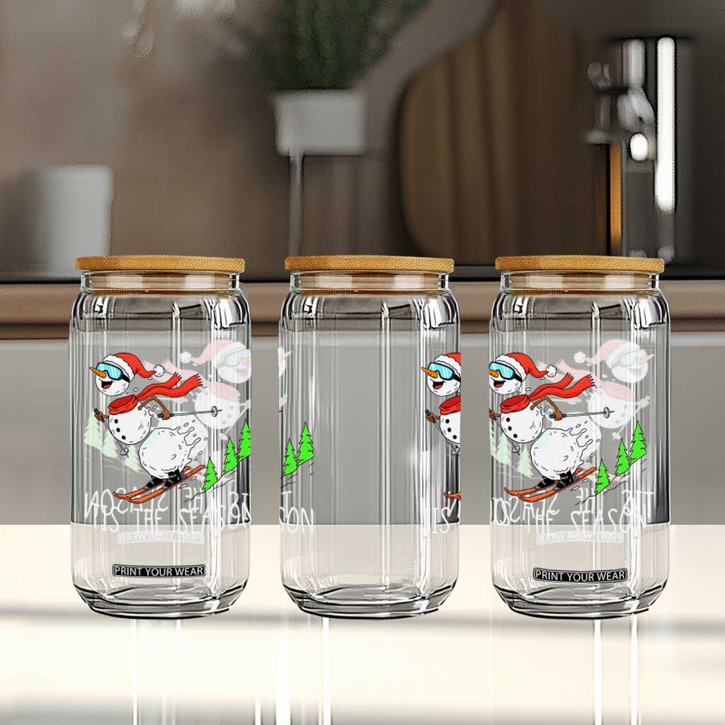 Funny Skiing Snowman Glass Can Funny Tis The Season Snow Ski Lover Skier TS10 Print Your Wear