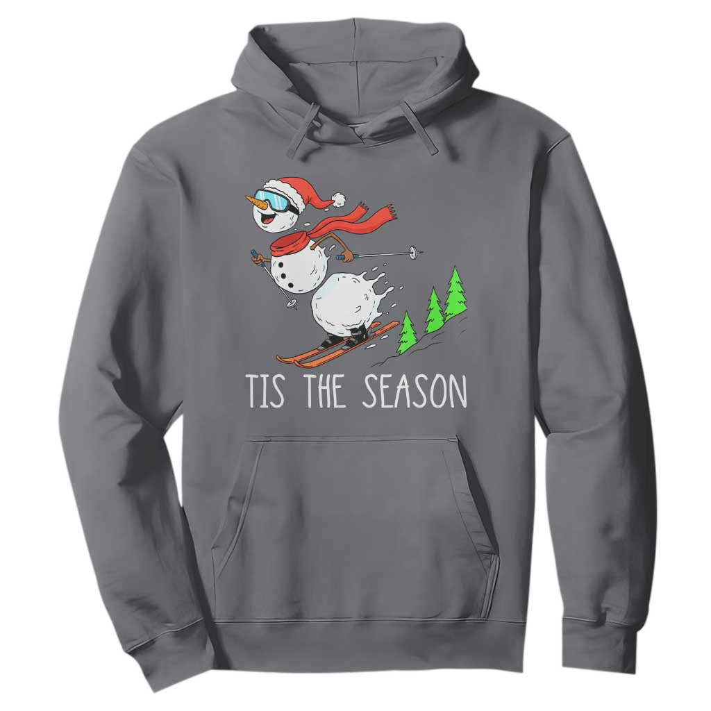 Funny Skiing Snowman Hoodie Funny Tis The Season Snow Ski Lover Skier TS10 Charcoal Print Your Wear