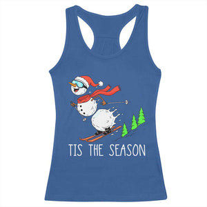 Funny Skiing Snowman Racerback Tank Top Funny Tis The Season Snow Ski Lover Skier TS10 Royal Blue Print Your Wear
