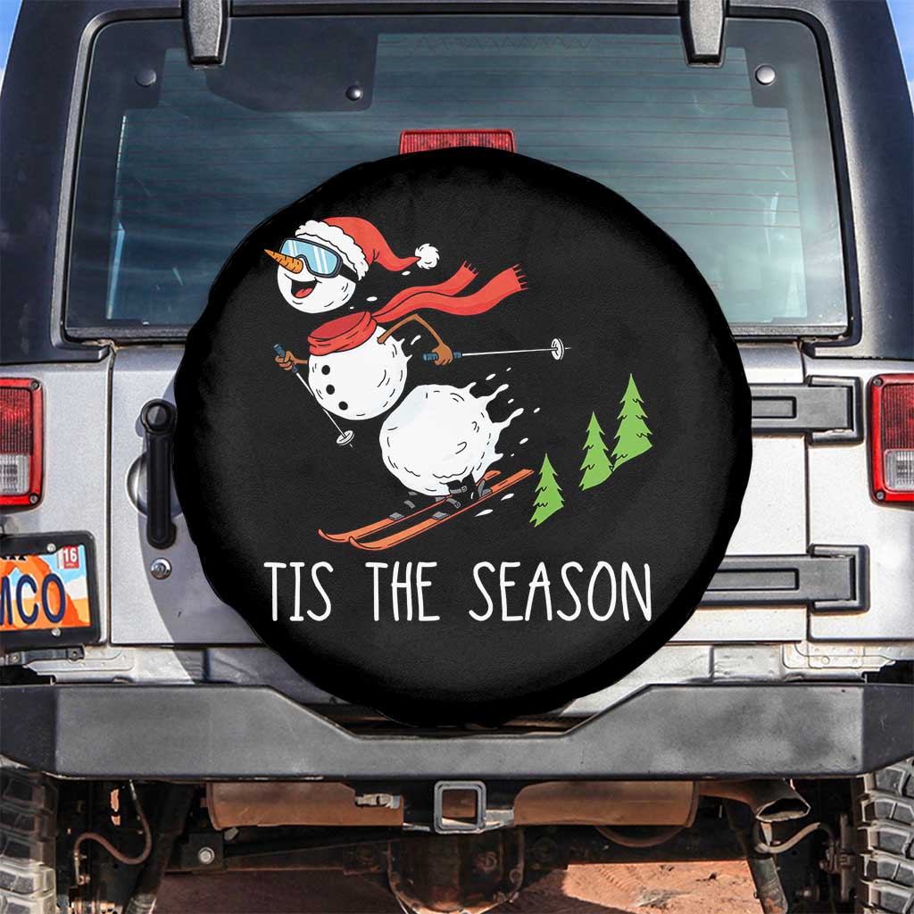 Funny Skiing Snowman Spare Tire Cover Funny Tis The Season Snow Ski Lover Skier TS10 No hole Black Print Your Wear